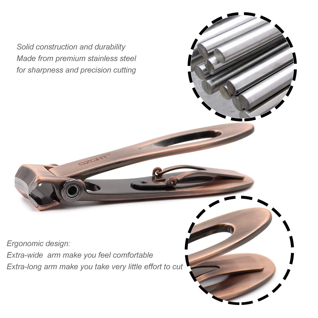 SZQHT 15mm Wide Jaw Opening Nail Clippers for Thick Nails, Finger Nail Clippers for Ingrown Toenail Clippers for Men, Tough Nails, Seniors, Adults.Deluxe Sturdy Stainless Steel Big(Silver) : Beauty