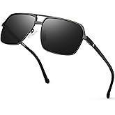 BIRCEN Polarized Sunglasses for Men - UV Protection Metal Square Trendy Shades with Classic Retro Style