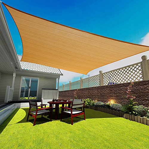 Rectangle Sun Shade Sail,Heavy Duty UV Block Shelter Canopy Cover for Outdoor Patio Garden Deck  ...