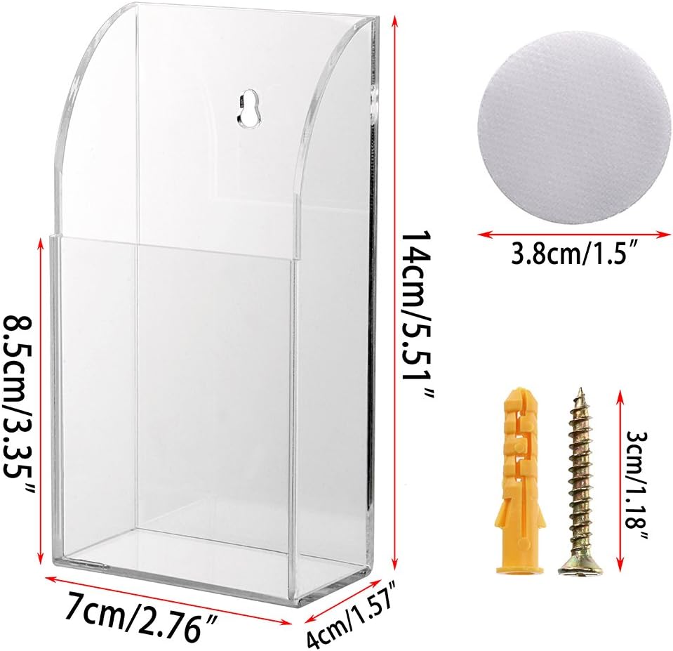 Amazon Com Hipiwe Wall Mount Remote Control Holder Clear Acrylic Media Organizer Storage Box Coffee Table And Nightstand Convenient Remote Control Caddy One Compartment Office Products