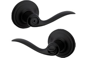 Weiser Toluca Matte Black Door Handle, Reversible Privacy Lever, Interior Door Handles for Bedroom and Bathroom Doors, Keyles