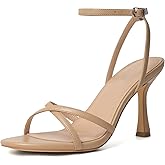 Mostrin Strappy Heels for Women Lace Up Ankle Strap Round Open Toe Stiletto High Heels Women's Heeled Sandals for Prom, Party, Daily