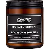 Scented Candles for Men | Bourbon Scented & Bowties | Wooden Wick, Long Lasting, Masculine Scents | Natural Soy Jar Candle for Home, Bacehlor Pad Decor | The Perfect Mens Gift