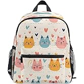ALAZA Cat Head Love Heart Toddler Backpack Kid's School Bag Preschool Kindergarten Elementary School for Boys Girls