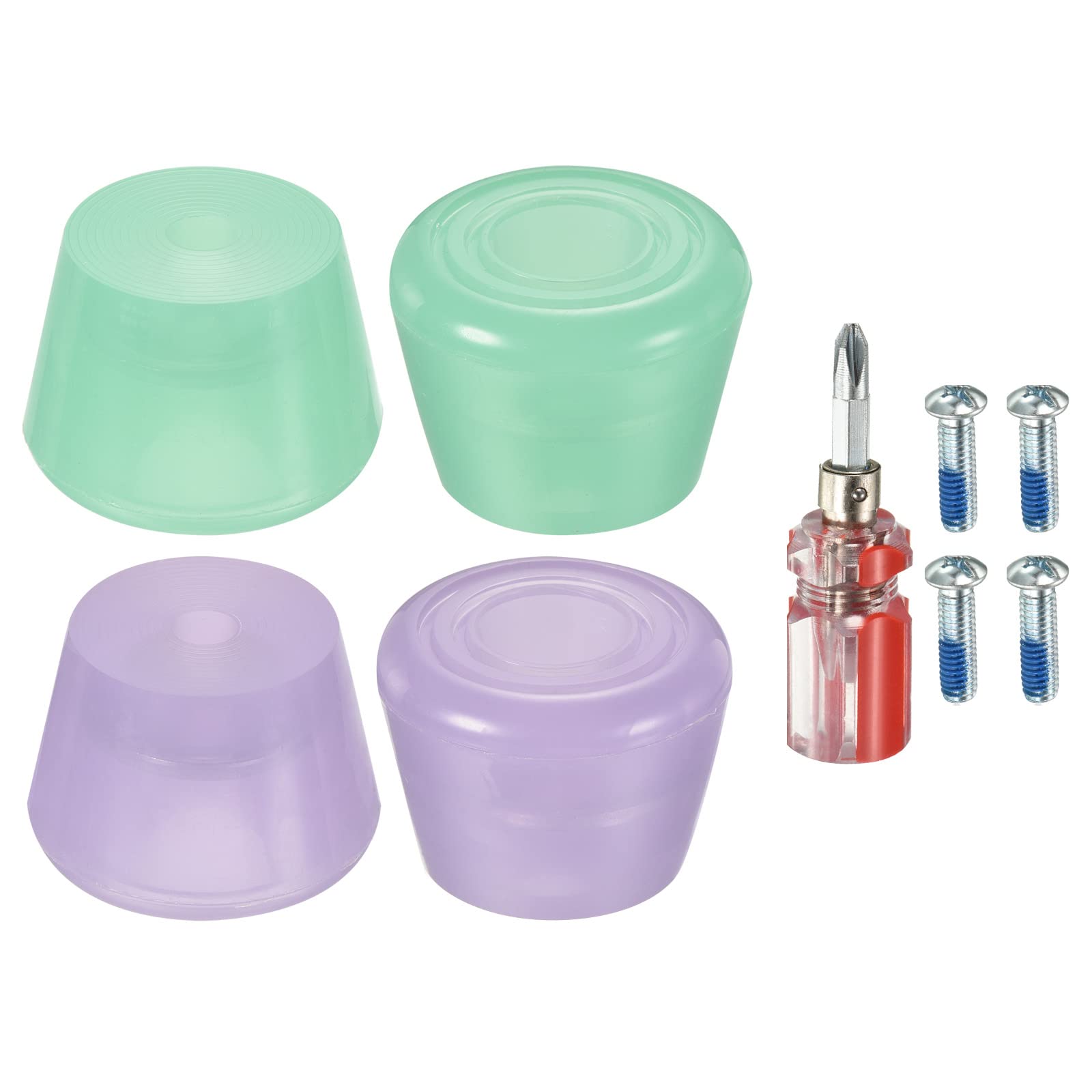 PATIKIL Roller Skate Toe Stops with Screwdriver, 2 Pair 82A Rubber Brake Stoppers Block for Roller Skate Accessories Replacement, Purple Green