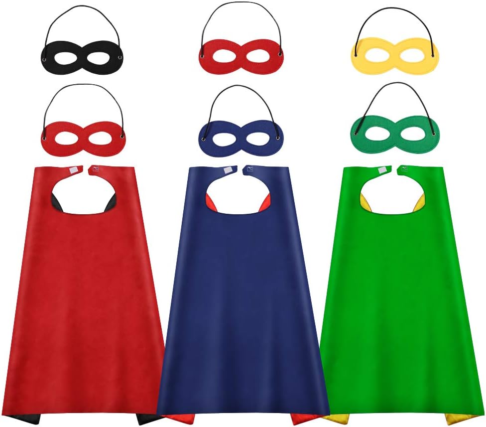 AISHN Superhero Cape with Eye Masks Kids, Halloween Costume for Children, Superhero Dress Up Party, 3 sets