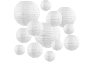 20Pcs White Paper Lanterns Decorative Chinese/Japanese Hanging Round Paper Lanterns Lamp for Birthday, Wedding, Halloween, Br