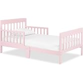 Dream On Me Finn Toddler Bed, GREENGUARD Gold, Pinewood, Pink | Low to Floor Bed, 2 Safety Guard Rails, Slatted Wooden Headboard &amp; Footboard 50 Lb Limit, BSA Verified