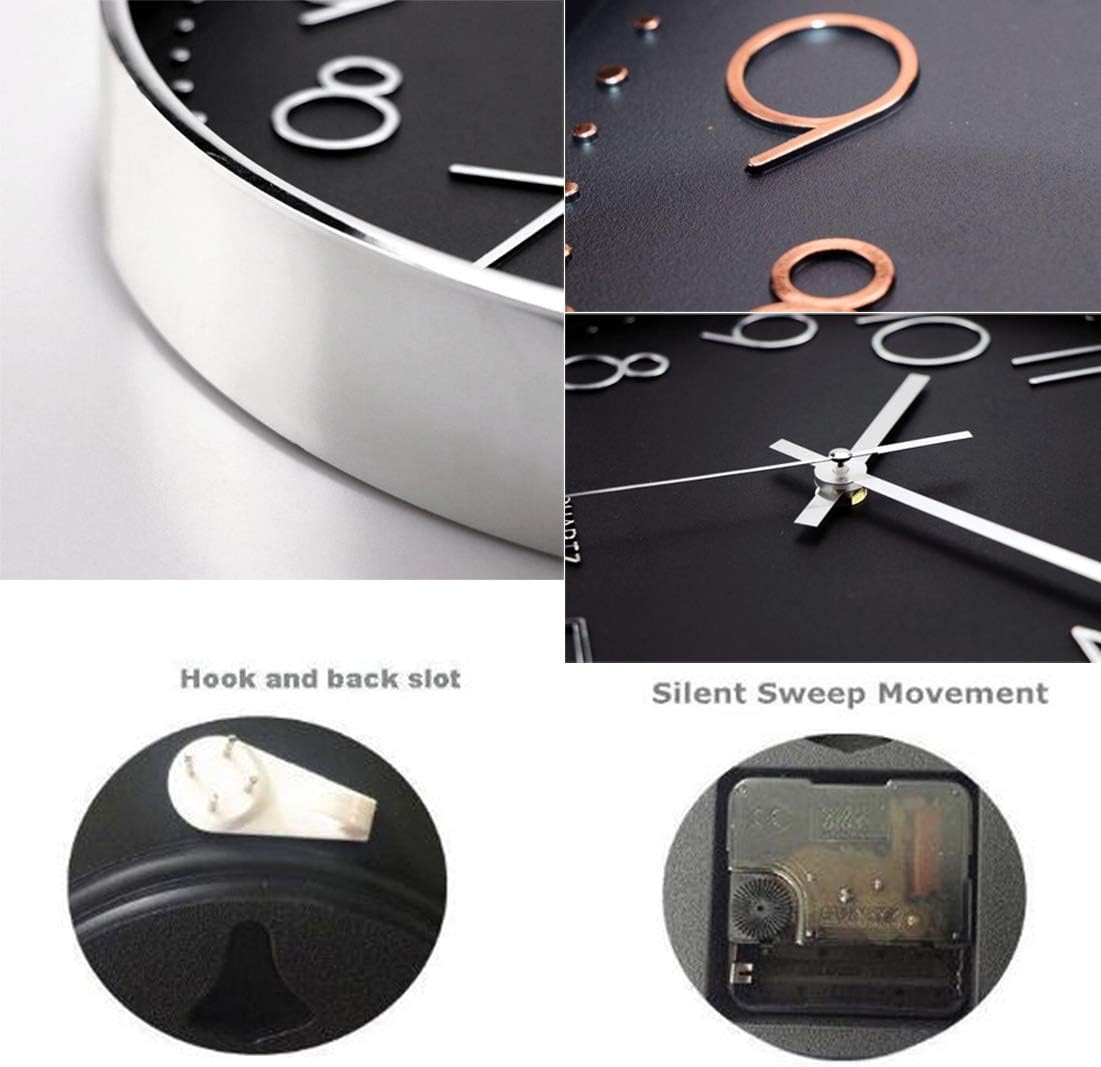 October Elf 12 Inch Wall Clock Non-ticking Silent Round Modern Decorative Wall Clocks with Large Arabic Number for Bedrooms Office Kitchen Gym Living Room Kitchen(Red E) - Image 3