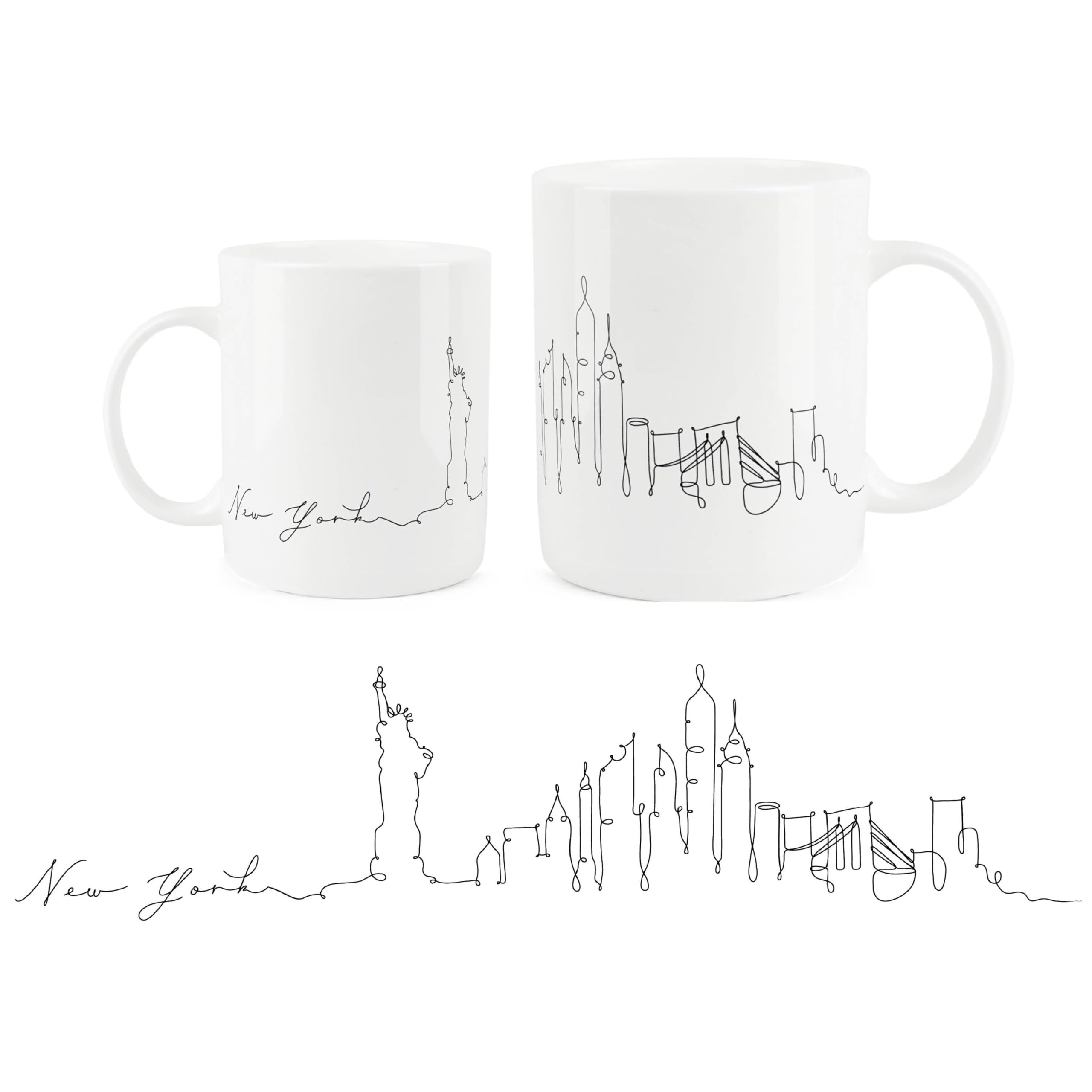 Purely Home New York City Skyline Collection - Bone China Mug White Coffee/Tea Present Gift for Travel Lovers