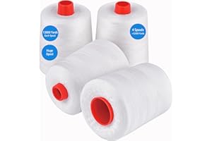 White Sewing Thread, Serger Thread Cones 4 Pack, 40S/2-52000 Yards White All Purpose Sewing Cone Thread for Sewing,Quilting,S