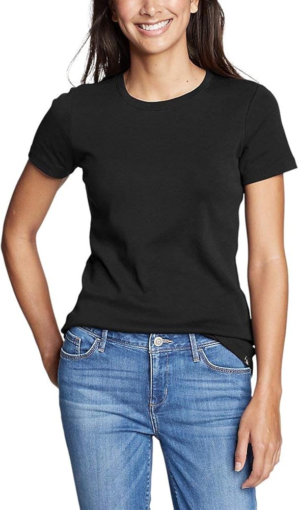 Eddie Bauer Women's Favorite Short-Sleeve Crewneck T-Shirt, Black Regular L at  Women’s Clothing store