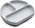 Bumkins Assiette à ventouse en silicone pour bébé - Sans BPA - Passe au micro-ondes et au lave-vaisselle - Gris