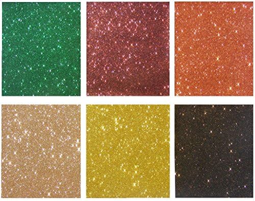 Qbc Craft Glitter Heat Transfer Vinyl HTV 6 Sheets Iron On multi pack T Shirt Vinyl for Cricut Silhouette Cameo (harmony)