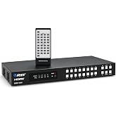 OREI 16x16 HDMI Matrix Switch - 4K Audio Extract, EDID, RS-232, WebGUI, IR | HDMI Switch 16 Input, HDMI Matrix 4K 16x16 &ndash; 18Gbps, HDR10+, Dolby Vision, Dolby Atmos, DTS:X, 1U Rack Mount