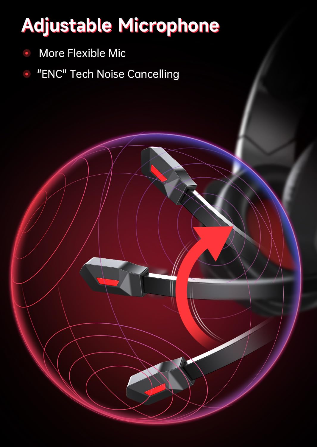 Gvyugke Wireless Gaming Headsets for PS5, PS4, Mac, Switch, PC, Computer - 2.4GHz & Bluetooth 5.2 Gamer Gaming Headphones Wireless, ENC Noise-Canceling Mic, 50MM Drivers, Red