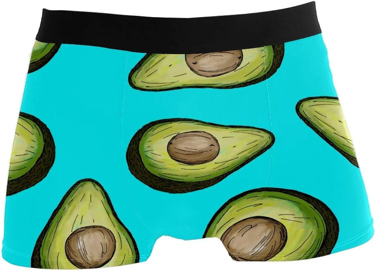 JERECY Men's Underwear Green Avocados Pattern Boxer Briefs Boys Stretch