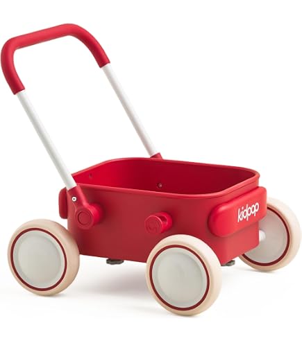 Kidpop PULA-Wild Carrito De Mano 3 En 1 Para Niños De 2,5 A 8 Años, Con Cubierta De Madera Desmontable Y Manillar Ajustable, Peso Máximo 16 Kg, Color Verde, Fácil Montaje