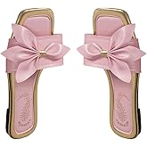 Verdusa Women's Vacation Bow Knot Elegant Slip on Dressy Sandals Square Open Toe Flat Sandals