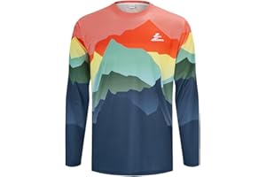 ZesiikLvie Mountain Bike Jersey Mens Long Sleeve Motocross Jersey Cycling Jersey Breathable Quick Dry Downhill BMX Off-Road