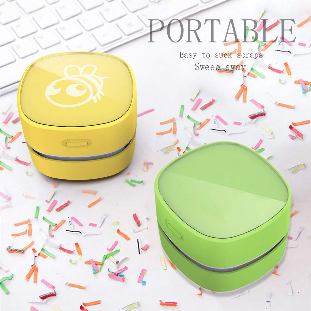 ODISTAR Desktop Vacuum Cleaner, Mini Table dust Sweeper Energy Saving,High Endurance up to 400 mins, Cordless&360º Rotatable Design for Cleaning Hairs,Crumbs,Computer Keyboard,Piano(Green)