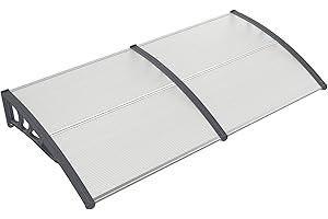 Goplus Awnings for Doors, 80" x 40" Window Awning with Rain Snow Sunlight UV Protection, UPF 50+,Hollow Sheet, Outdoor Overhead Awning Canopy Exterior, Polycarbonate Awnings for Patio, Porch, Deck