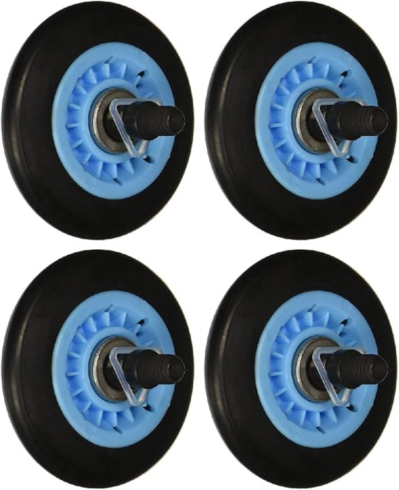 Nispira Dryer Drum Roller Assembly Compatible With Samsung DC97-16782A Replaces DC97-07523A DC97-07523B PS4221885 AP53251352, 4 Units