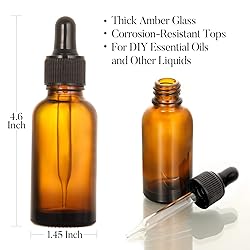 24 Pcs, 2 oz Dark Amber Dropper Bottles with 6