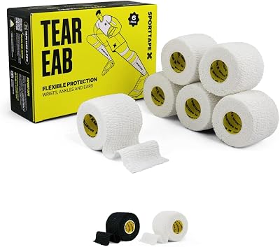 SPORTTAPE 6 Rolls Tearable 5 cm x 4.5 m Elastic Bandage White