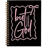WXHUM Preppy Christian Bible Notebook Journal Gifts for Women Teen Girls College School Office Bible Study Supplies, Black Pink Bow Prayer Journal for Woman Work Meeting Note Taking Notes, 5.5x8.3