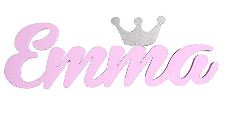 MIA STUDIO Hölzernes Namensschild mit Krone Perfekt für Türschild Kinderzimmer Dekoration oder Taufe Holzbuchstaben und Numme