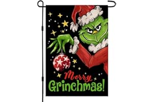 DECORHUA Christmas Garden Flag 12x18 Double Sided Burlap, Winter Yard Flag for Outside, Xmas Outdoor Porch Decorations, Welcome Holiday Lawn Christmas Decor DF002