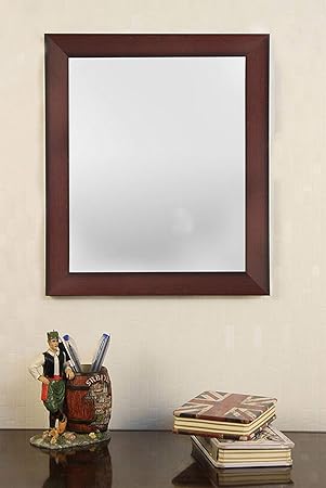 Sifty Collection Fiber Framed Decorative Wall Mirror Or Bathroom Mirror Brown (Inner Size 10 x 12 inch, Outer Size 12 x 14 inch)