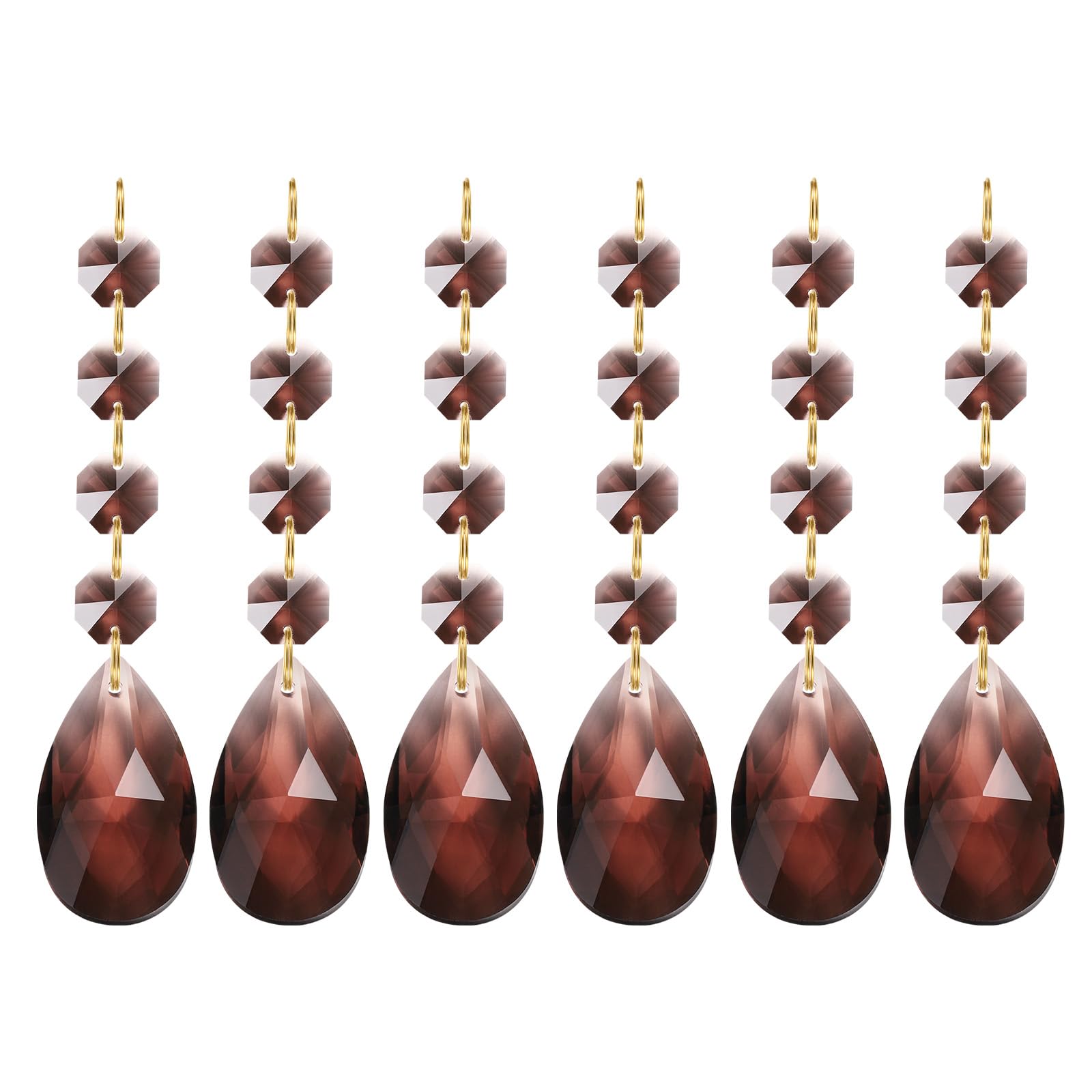 PATIKIL Teardrop Crystal Chandelier, 6 Pack 120mm Length Prisms Part Dark Brown
