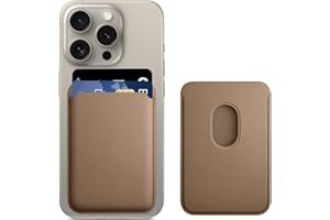 S. Dawezo Magnetic Wallet Card Holder Compatible with iPhone 15/14/13/12 Series & Magsafe Case, RFID Card Holder with Magsafe Magnet, Leather Wallet, Taupe