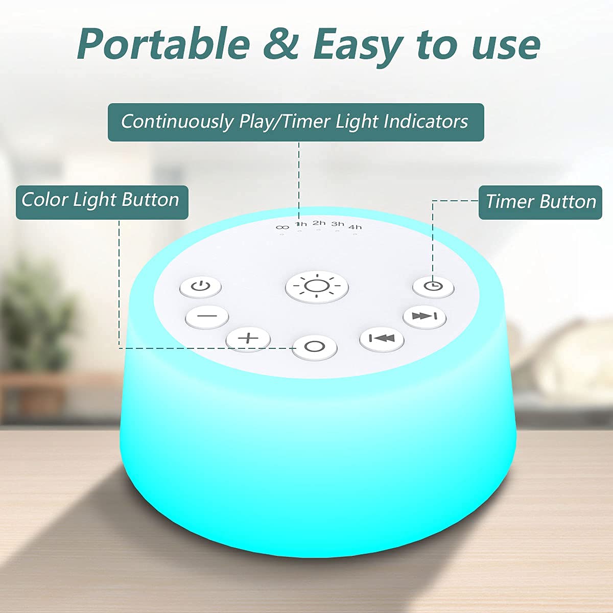 Color Noise Sound Machines with 10 Colors Night Light 25 Soothing Sounds and Sleep White Noise Machine 32 Volume Levels 5 Timers Adjustable Brightness Memory Function for Adults Kids Baby