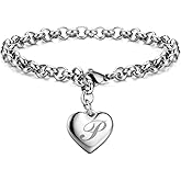 Monily Birthday Gifts for Women Initial Charm Bracelets for Women Letters Alphabet Heart Bracelet for Women