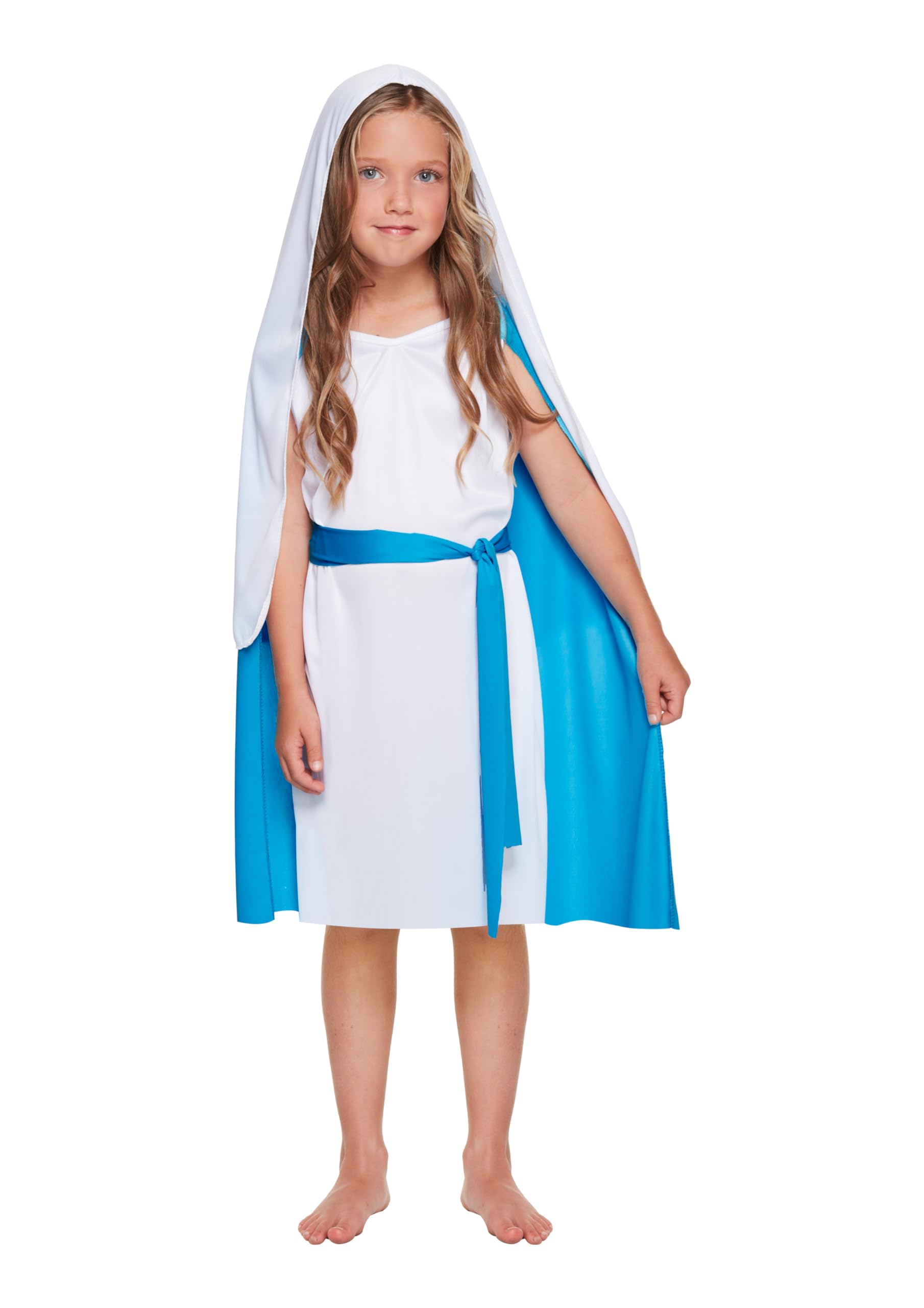 HENBRANDT Children’s Nativity Mary Blue Dress Xmas Fancy Dress Outfit Mary and Joseph Biblical Costume Christmas Nativity Play Size Large Ages 10-12 Christmas Fancy Dress for Girls