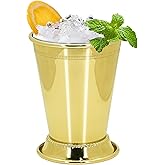 REUJIHXY 1Pc Mint Julep Cups, Stainless Steel Cups for Cocktail, 12 oz Vintage Metal Drinking Glasses for Derby Party Supplies, Home, Restaurant, Outdoors, Camping (1, Gold)