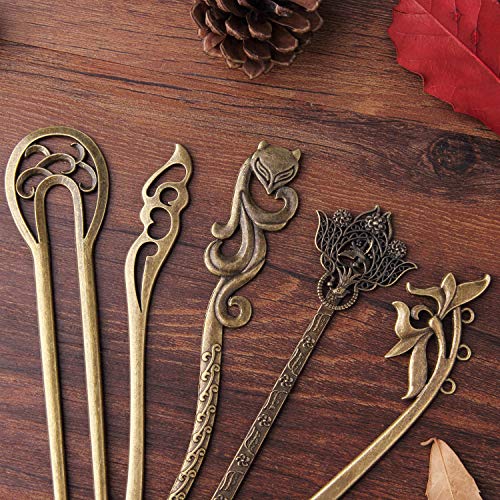 10pcs Women Hair Pin Retro Hair Chopsticks Vintage Hair Stick Antique Bronze Decorative for Hair Diy Accessory