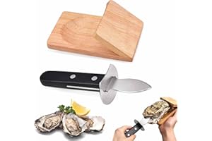 LinamHoz Oyster Shucking Set, Wooden Handguard Oyster Shucking Clamp Holder Oyster Shucking Protector, Oyster Shucking Clamp 