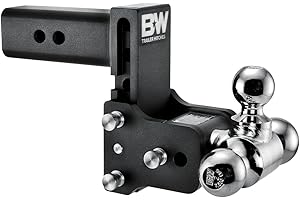 B&W Trailer Hitches Tow & Stow Adjustable Trailer Hitch Ball Mount - Fits 2.5" Receiver, Tri-Ball (1-7/8" x 2" x 2-5/16"), 5" Drop, 18,000 GTW - TS20048B