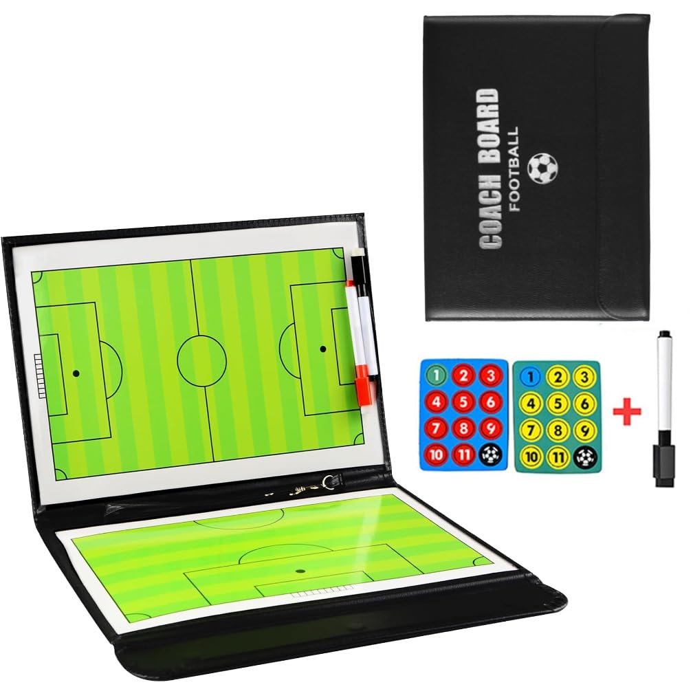 Wrzbest Soccer Football Tactic Board Coach's Coaching Strategy Clipboard Foldable Dry Erase Whiteboard