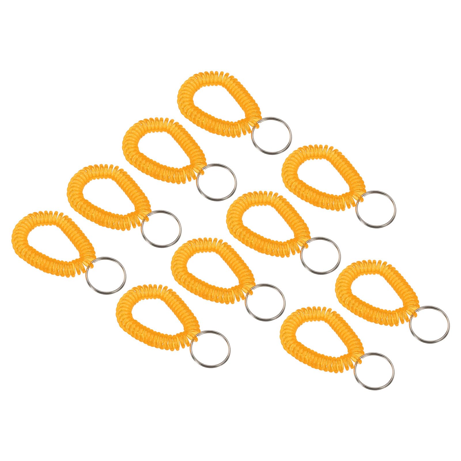 PATIKIL Spiral Wrist Coil Keychain, 20 Pack Plastic Stretchable Wristband Wristlet Key Ring Holder for Outdoor Sport Gym Pool Sauna, Clear Orange