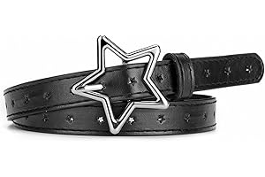 Kiench Girls Leather Belts with Star Buckle Kids Skinny Belts for Jeans Pants Dresses