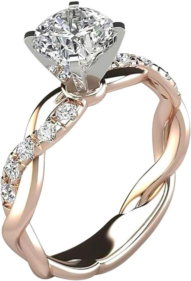 VECDUO Diamond Stackable Ring Eternity Bands for Women Engagement Ring Valentine's Day Present US Size 5-10