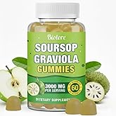 Biolore Soursop Graviola Gummies – 30 Days Supply, Soursop Leaf & Fruit Extract, Natural Apple Flavor, Sugar Free, Gluten Free, Vegan Friendly