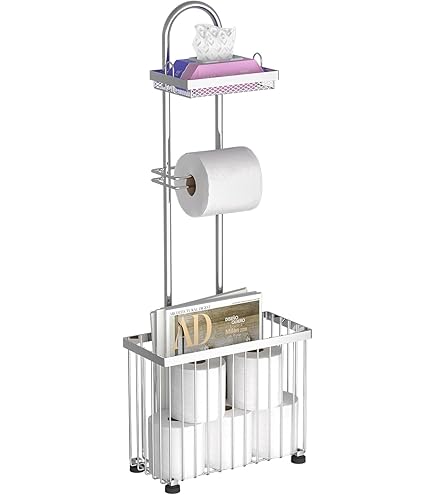 Nu Steel Soporte De Papel Higiénico De Bronce Aceitado Con Base Cuadrada, Dispensador Y Almacenamiento De Rollos De Pañuelos Para Baño, Acabado De Bronce Aceitado