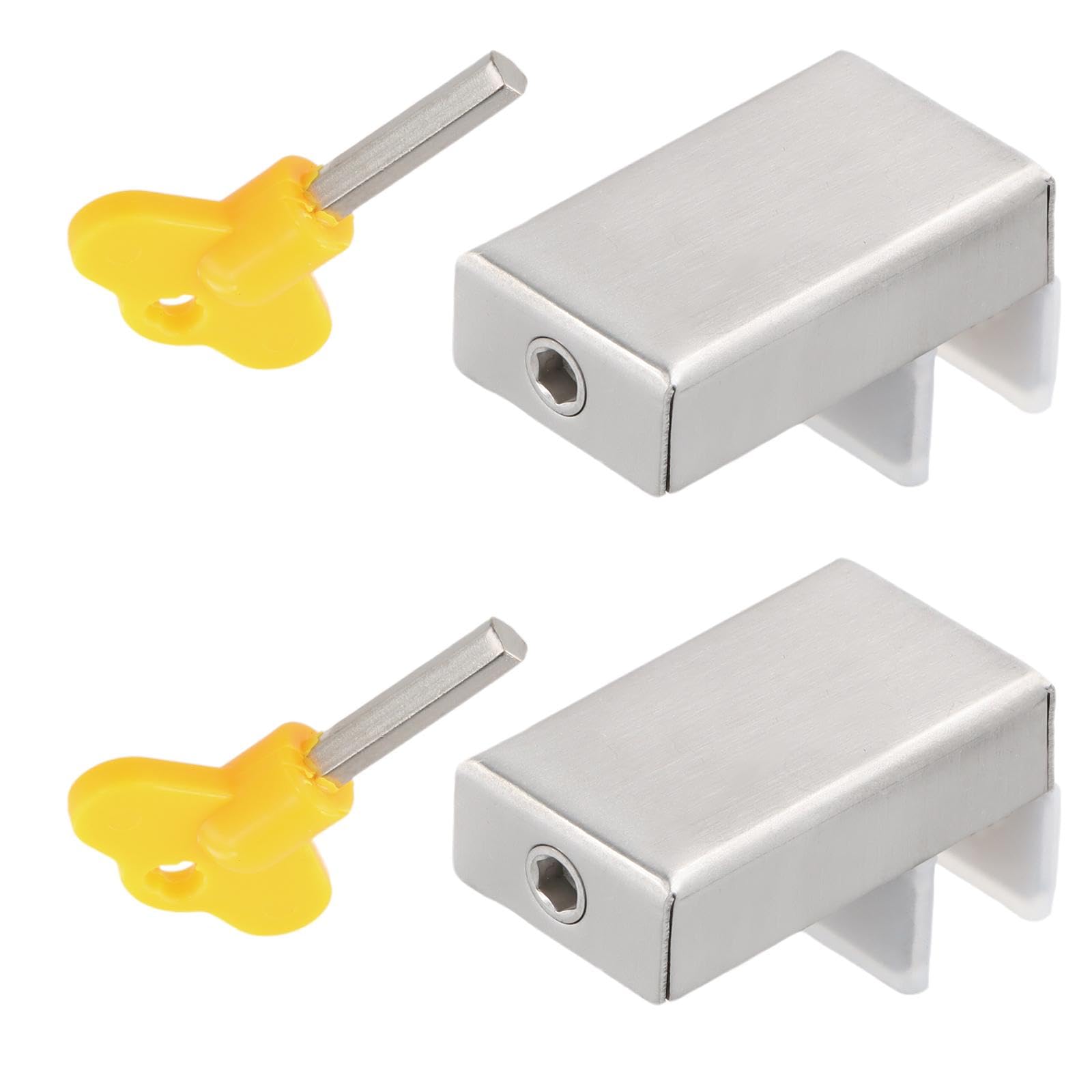 2 Sets Sliding Window Security Locks, Stainless Steel Door Window Lock Stopper, Window Safety Lock with Key, Adjustable Door Frame Lock, Window Limit Stopper for Home School Office