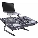 Headliner Covina Pro DJ Controller Stand | Adjustable height stand with retractable arms and rubber padding for controllers, laptops and mixers